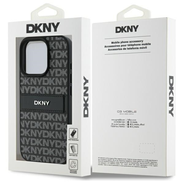 DKNY Texture Pattern Tonal Stripe iPhone 16 Pro-etui - svart
