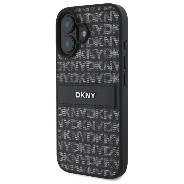 DKNY Texture Pattern Tonal Stripe iPhone 16-etui - svart
