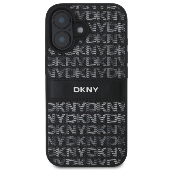 DKNY Texture Pattern Tonal Stripe iPhone 16-etui - svart