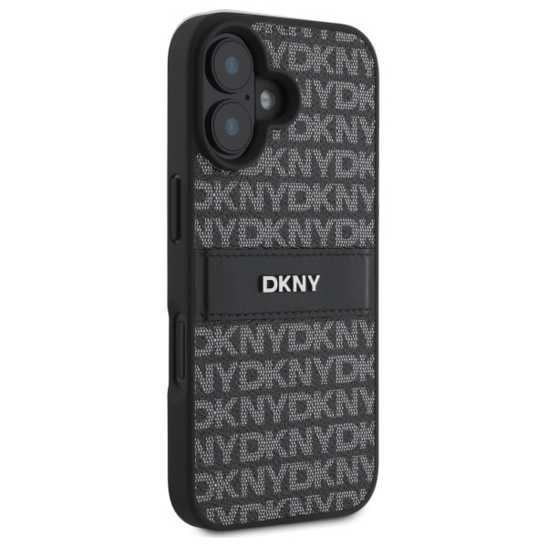 DKNY Texture Pattern Tonal Stripe iPhone 16-etui - svart