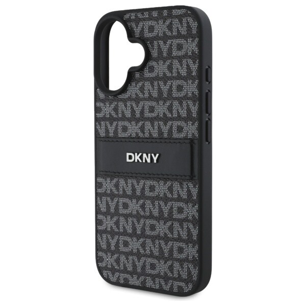 DKNY Texture Pattern Tonal Stripe iPhone 16-etui - svart