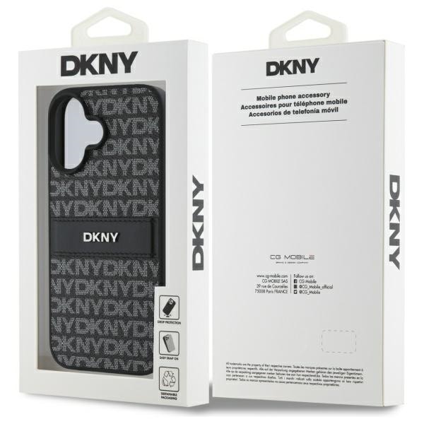 DKNY Texture Pattern Tonal Stripe iPhone 16-etui - svart