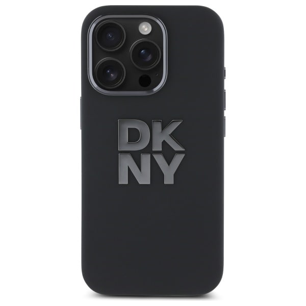 DKNY Liquid Silicone metallogo iPhone 16 Pro Max-etui - svart