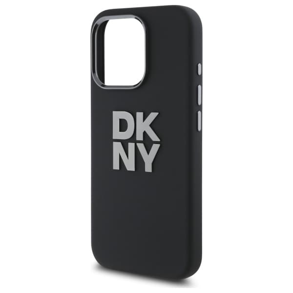 DKNY Liquid Silicone metallogo iPhone 16 Pro Max-etui - svart