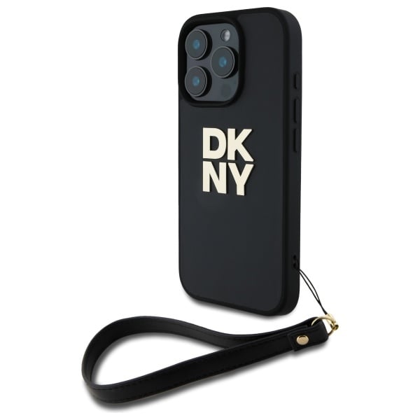 DKNY håndleddsstropp med lagerlogo iPhone 16 Pro-etui - svart