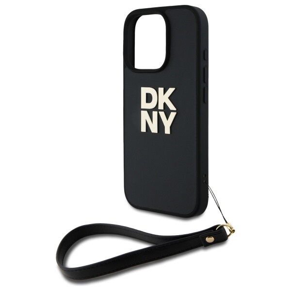 DKNY håndleddsstropp med lagerlogo iPhone 16 Pro-etui - svart