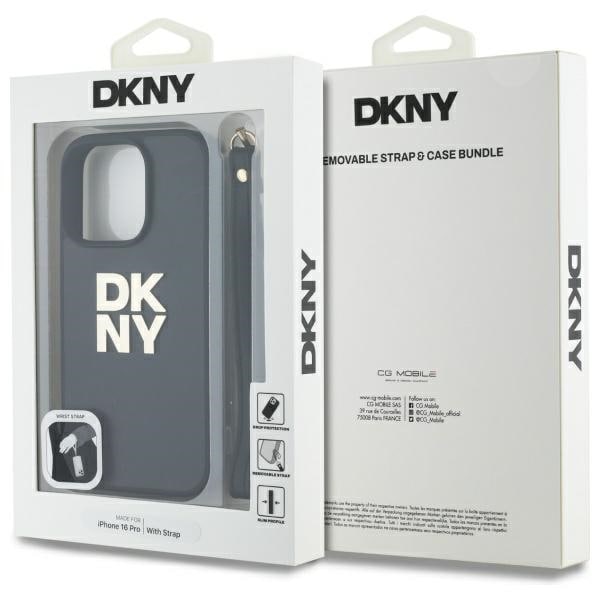 DKNY håndleddsstropp med lagerlogo iPhone 16 Pro-etui - svart