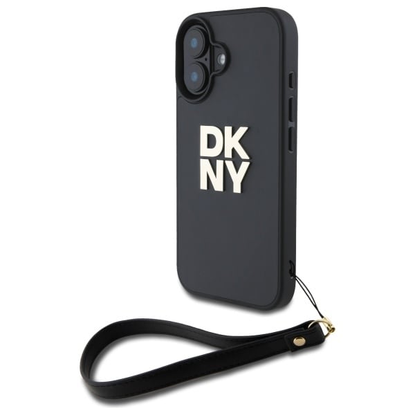 DKNY håndleddsrem med lagerlogo iPhone 16 etui - svart