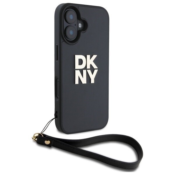 DKNY håndleddsrem med lagerlogo iPhone 16 etui - svart