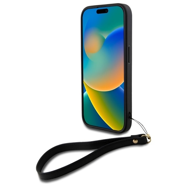 DKNY håndleddsrem med lagerlogo iPhone 16 etui - svart