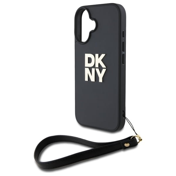 DKNY håndleddsrem med lagerlogo iPhone 16 etui - svart