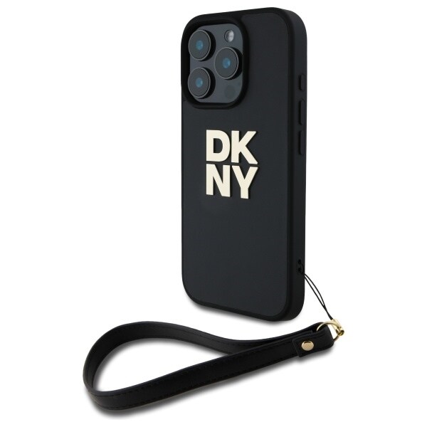 DKNY håndleddsstropp med lagerlogo iPhone 16 Pro Max-etui - svart