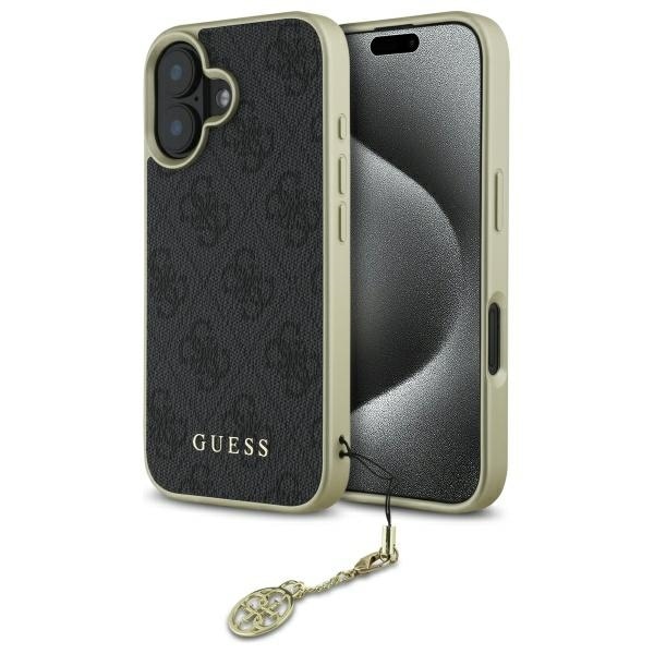 Guess 4G Charms Collection-etui for iPhone 16 - svart