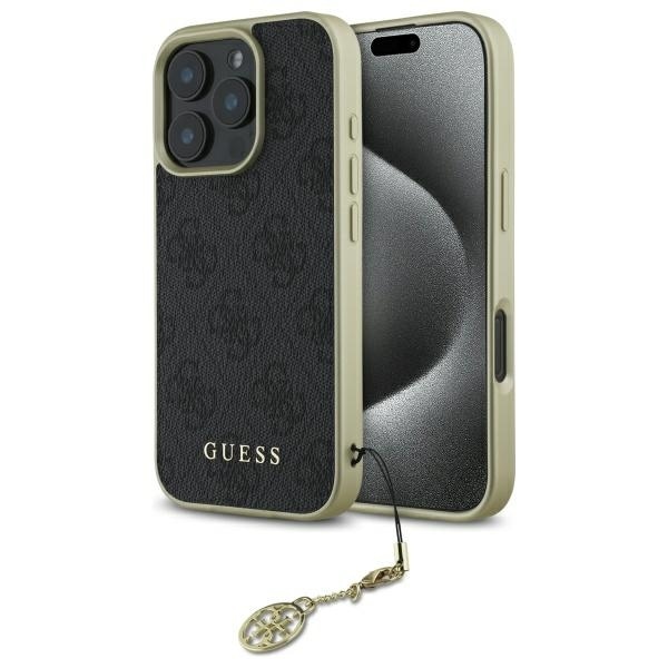 Guess 4G Charms Collection-etui for iPhone 16 Pro Max - svart