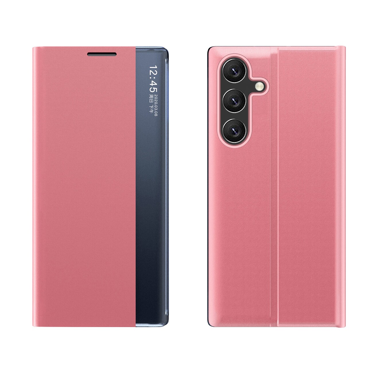 Nytt Sleep-etui for Samsung Galaxy S25+-deksel med flipp og stativ - Rosa