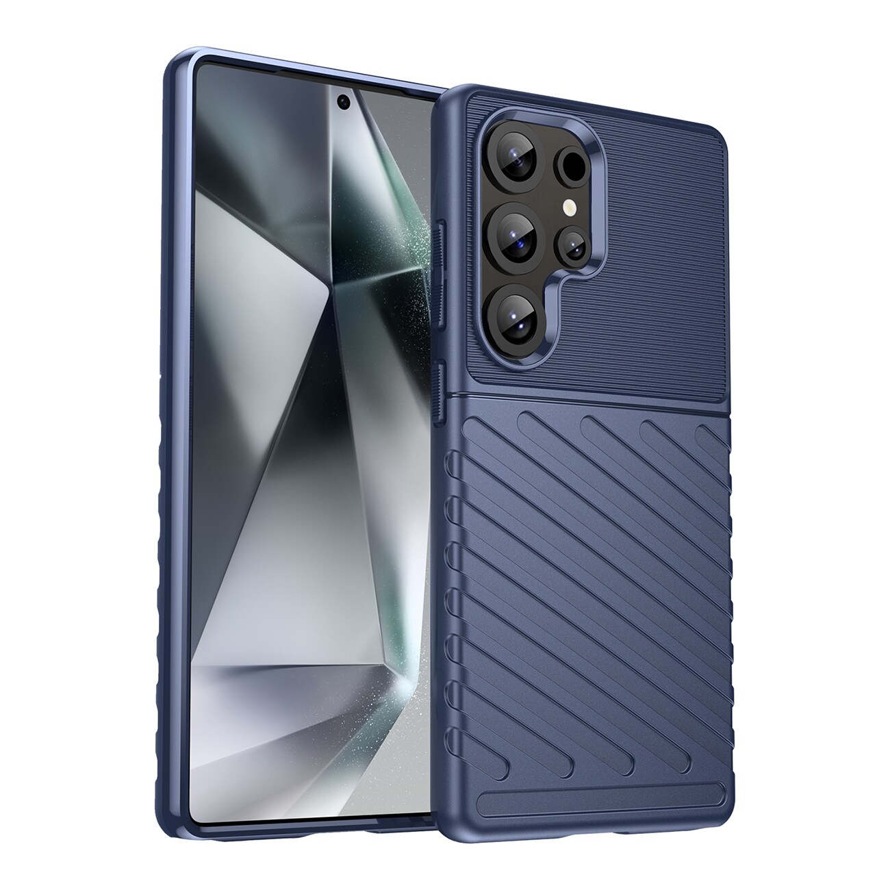 Thunder Case Samsung Galaxy S25 Ultra pansrede etui i silikon - blå