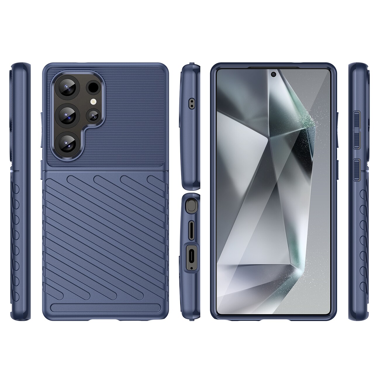 Thunder Case Samsung Galaxy S25 Ultra pansrede etui i silikon - blå