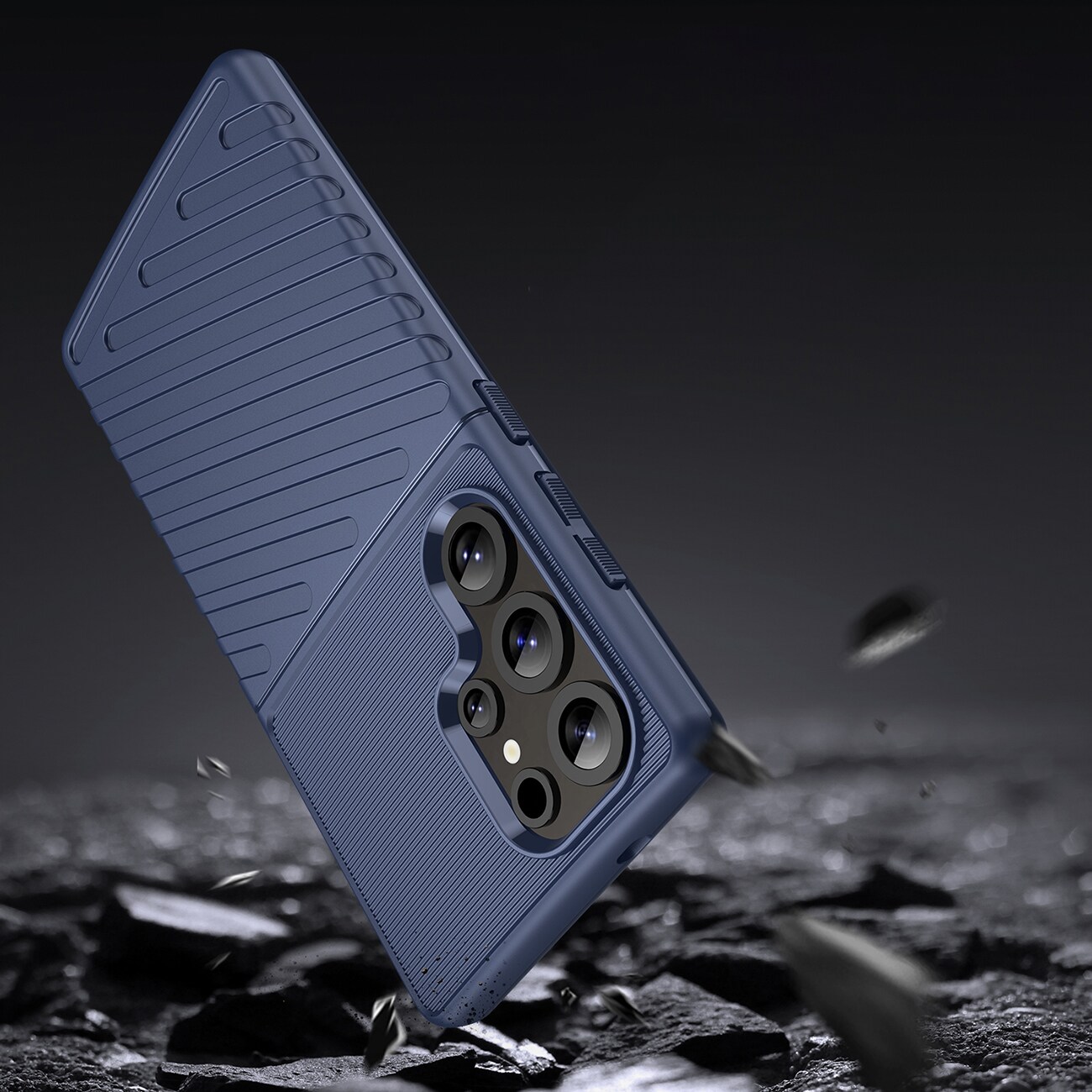 Thunder Case Samsung Galaxy S25 Ultra pansrede etui i silikon - blå