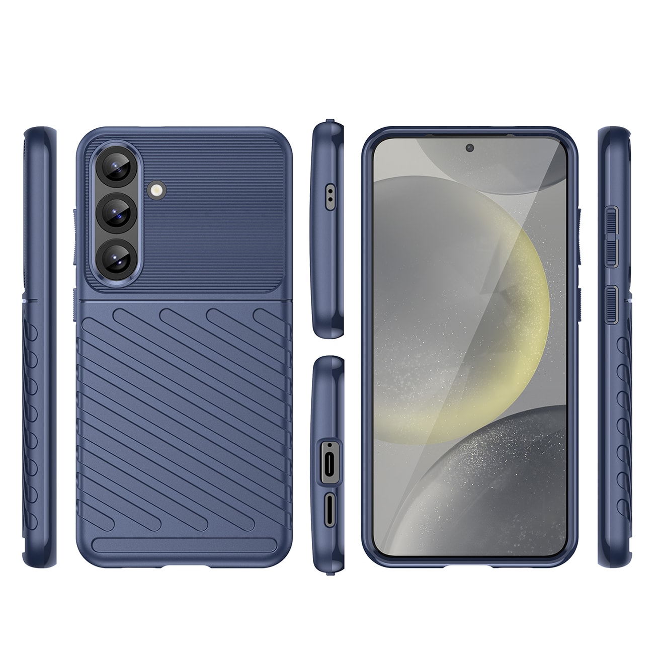 Thunder-etui for Samsung Galaxy S25+ pansrede deksler i silikon - blå