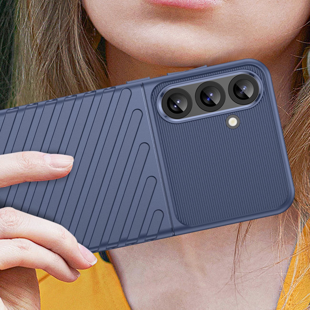 Thunder-etui for Samsung Galaxy S25+ pansrede deksler i silikon - blå