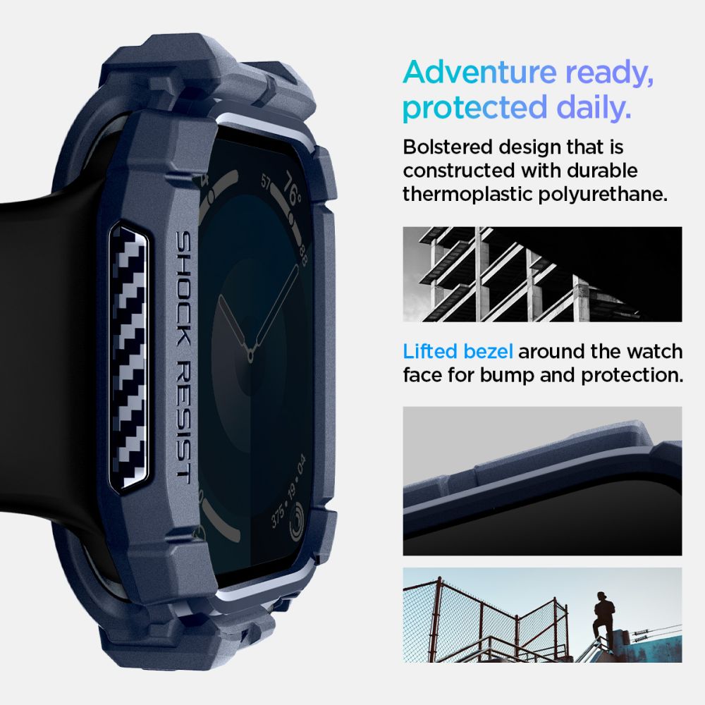 Spigen Robust panseretui til Apple Watch 10 46 mm - marineblå