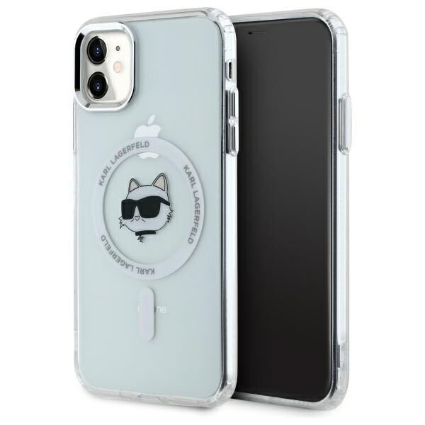 Karl Lagerfeld IML Choupette Head MagSafe iPhone 11-etui i metall - hvit