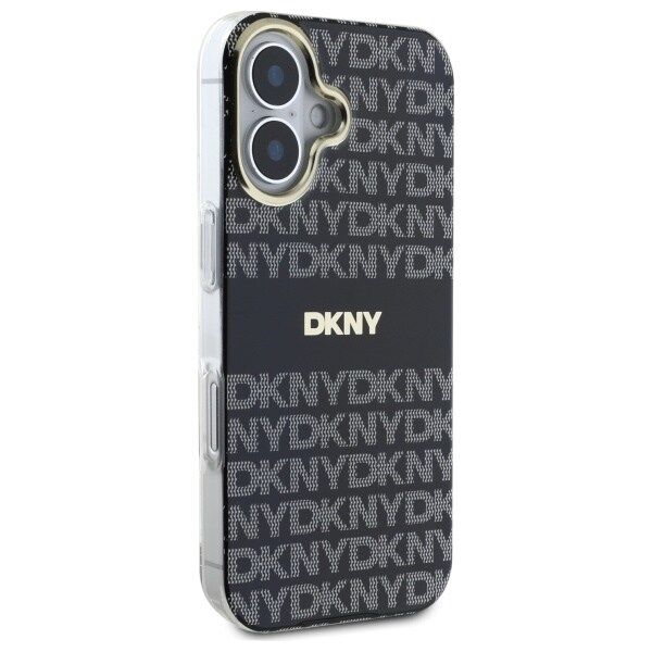 DKNY Repeat Texture Pattern With Stripe iPhone 16-etui - Svart