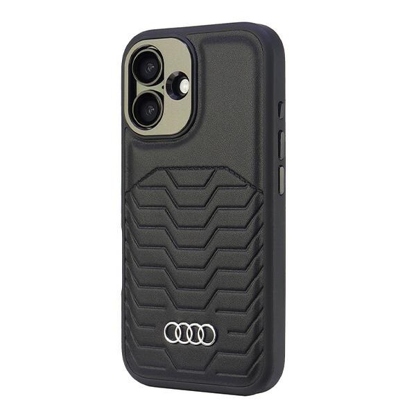 Audi syntetisk lær MagSafe iPhone 16 Plus 6,7" svart/svart hardcase AU-TPUPCMIP16M-GT/D3-BK