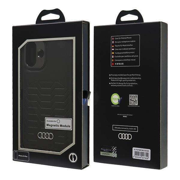Audi syntetisk lær MagSafe iPhone 16 Plus 6,7" svart/svart hardcase AU-TPUPCMIP16M-GT/D3-BK