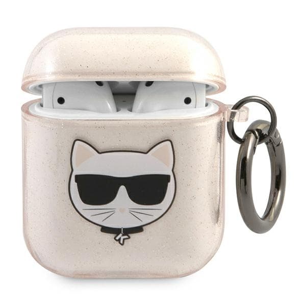 Karl Lagerfeld Glitter Choupette-etui for AirPods 1 / 2 - Gull