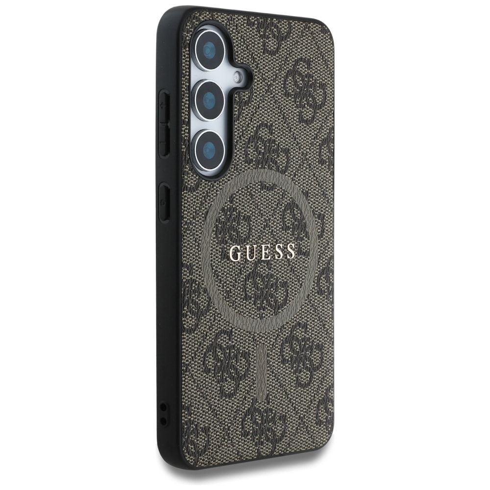 Guess 4G-farget ring i lær Classic Logo MagSafe Samsung Galaxy S25-etui brun