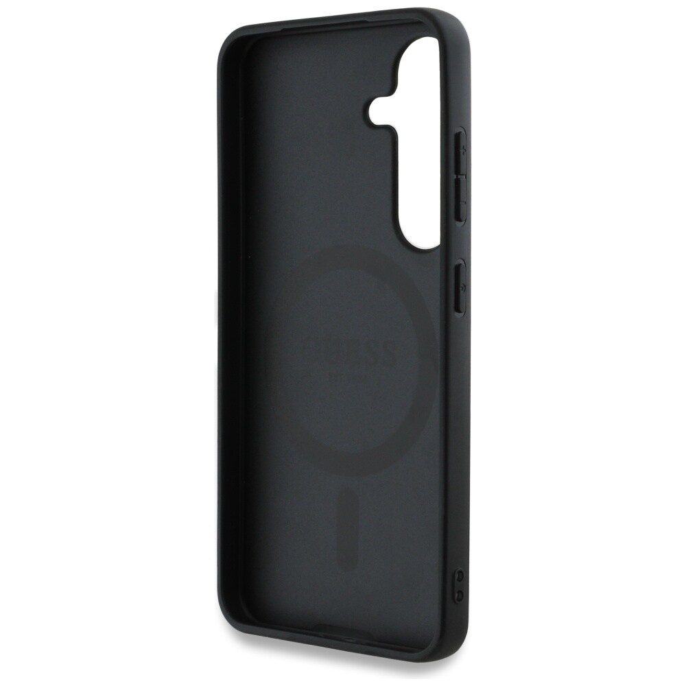 Guess 4G-farget ring i lær Classic Logo MagSafe Samsung Galaxy S25-etui brun