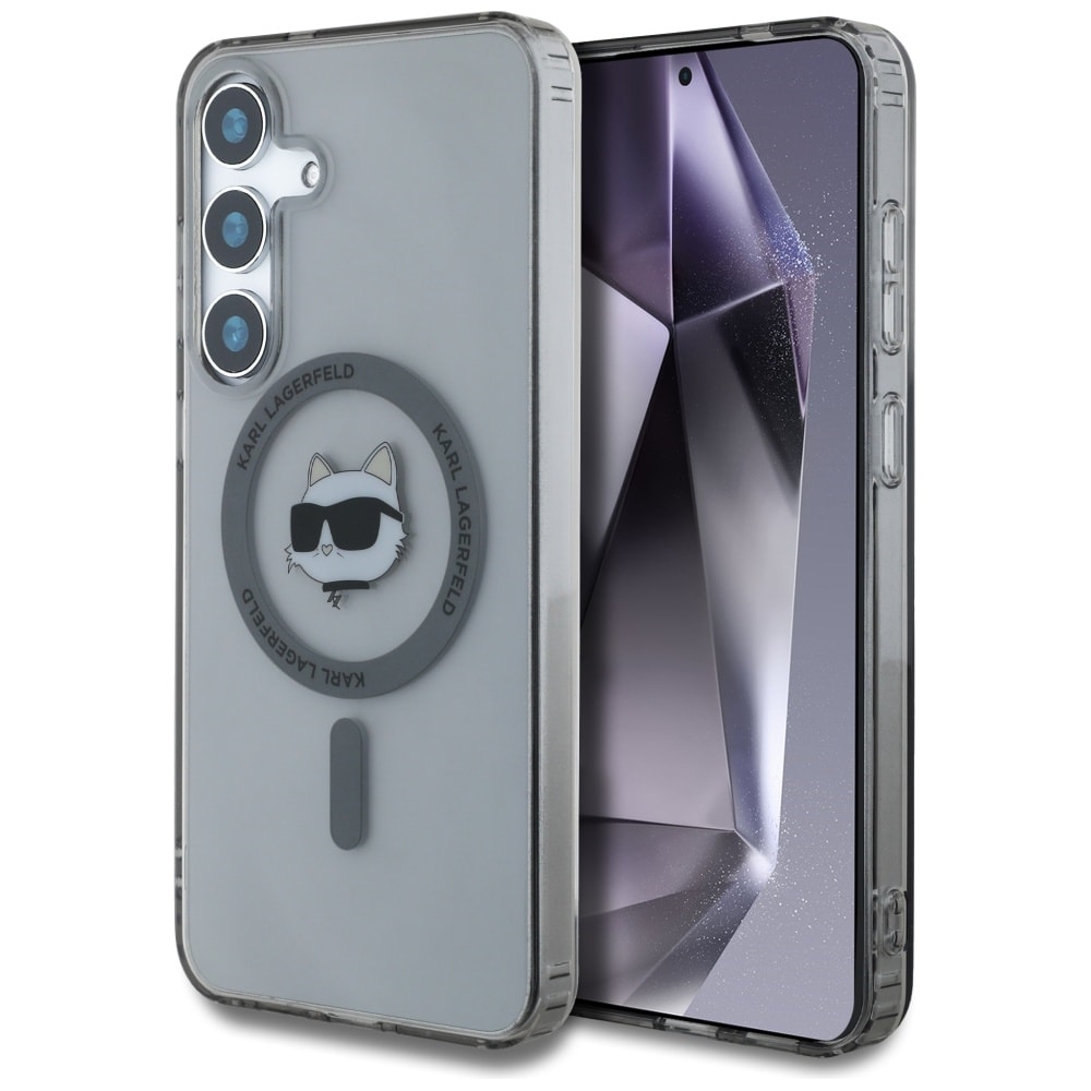 Karl Lagerfeld Button Choupette Head Trykt logo MagSafe Samsung Galaxy S25-etui svart