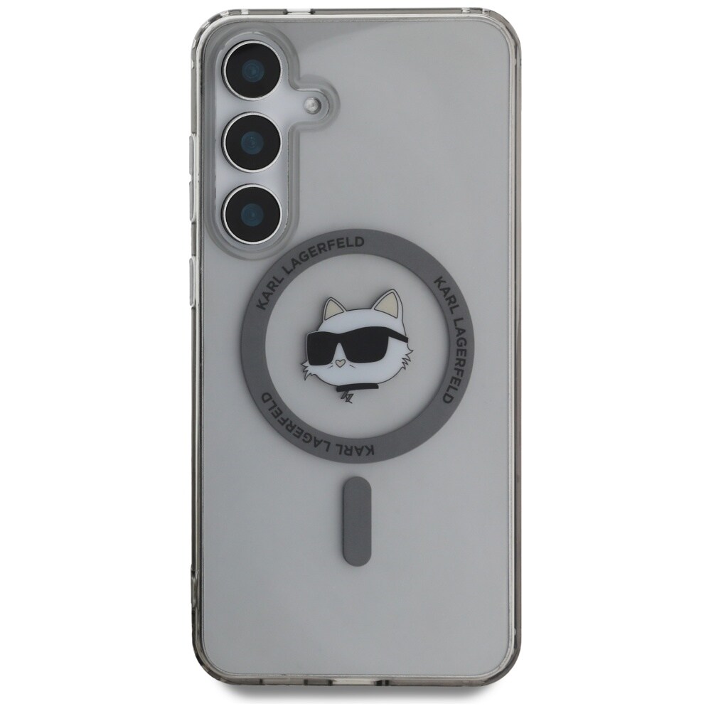 Karl Lagerfeld Button Choupette Head Trykt logo MagSafe Samsung Galaxy S25-etui svart