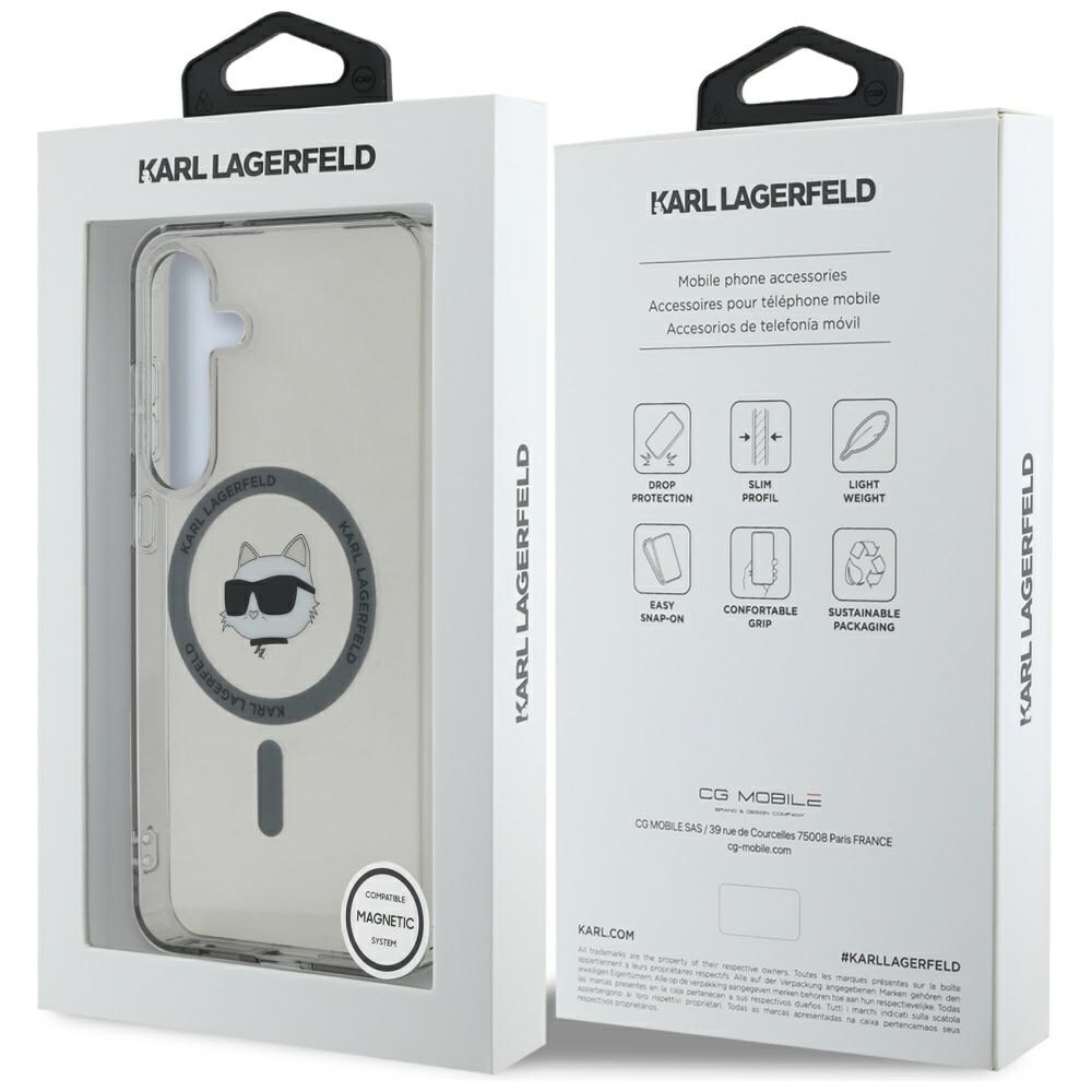 Karl Lagerfeld Button Choupette Head Trykt logo MagSafe Samsung Galaxy S25-etui svart