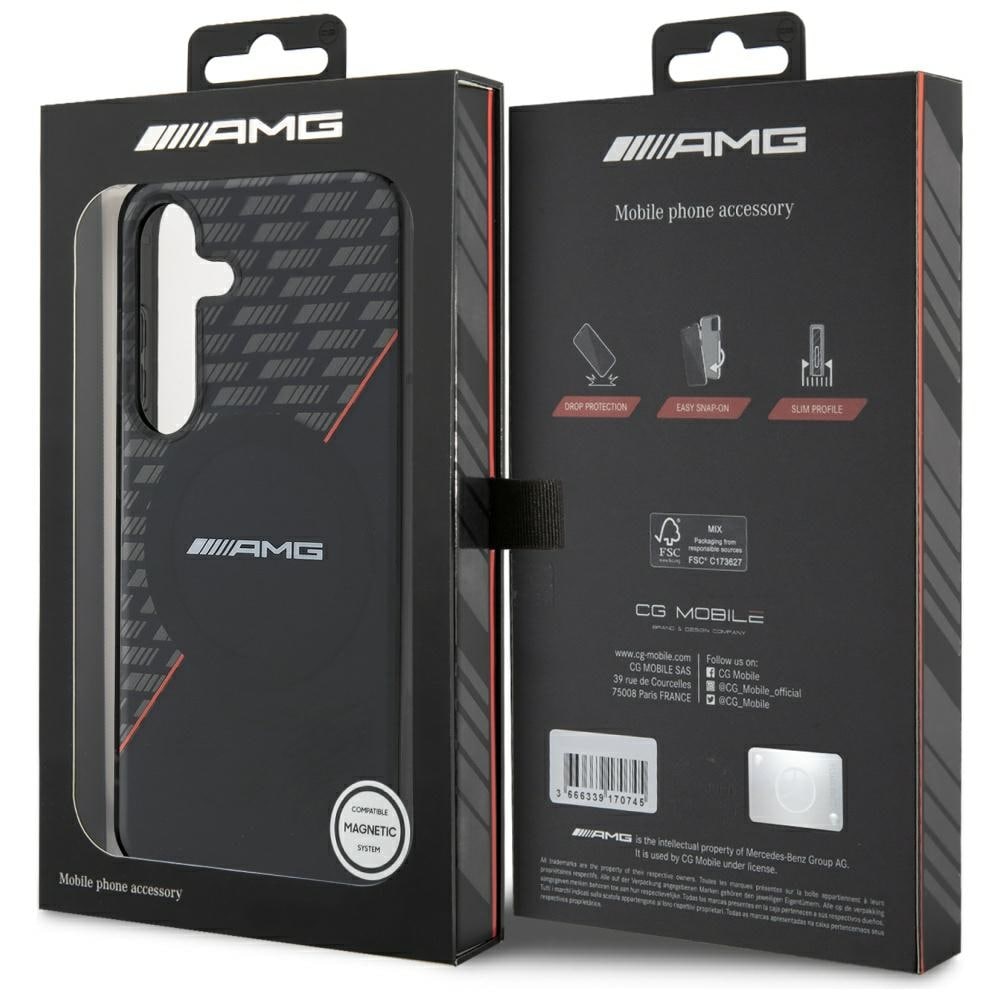 AMG Double Layer Rhombs MagSafe-etui for Samsung Galaxy S25 - Svart/Rød