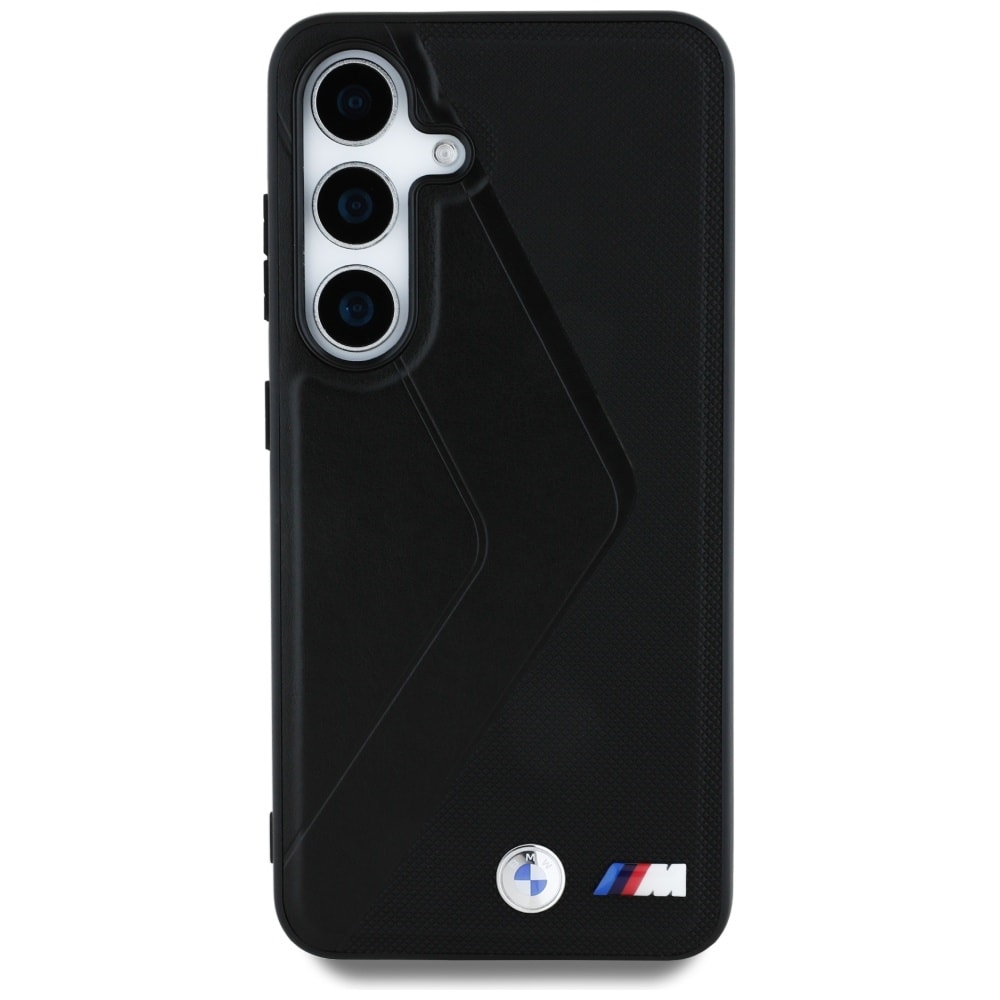 BMW Overdimensjonert MagSafe-etui i lær med striper for Samsung Galaxy S25 - svart