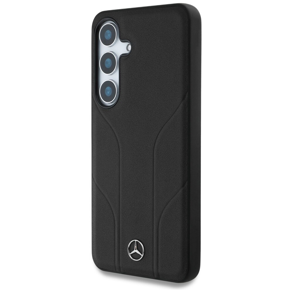 Mercedes MagSafe-etui i lær med pregede linjer for Samsung Galaxy S25 - svart