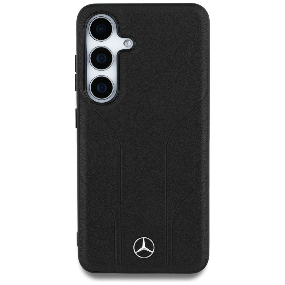 Mercedes MagSafe-etui i lær med pregede linjer for Samsung Galaxy S25 - svart
