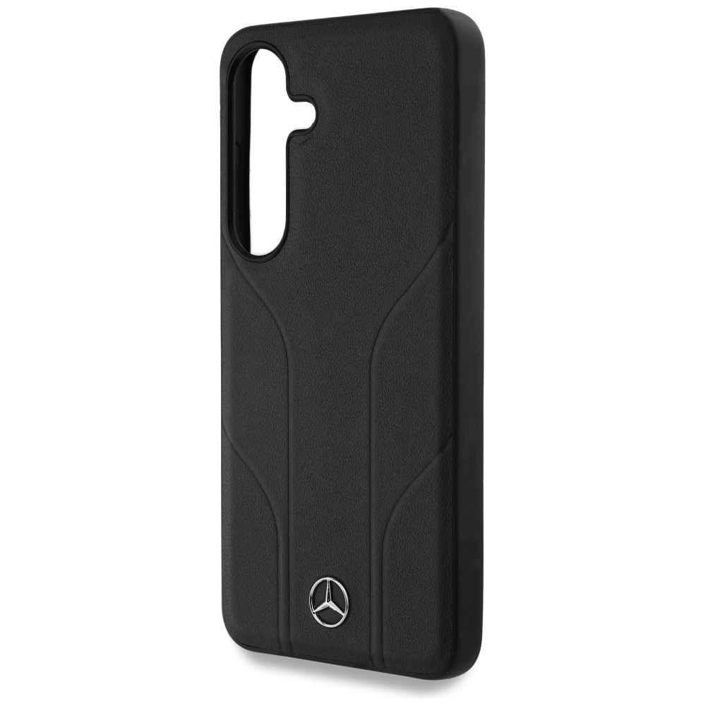 Mercedes MagSafe-etui i lær med pregede linjer for Samsung Galaxy S25 - svart
