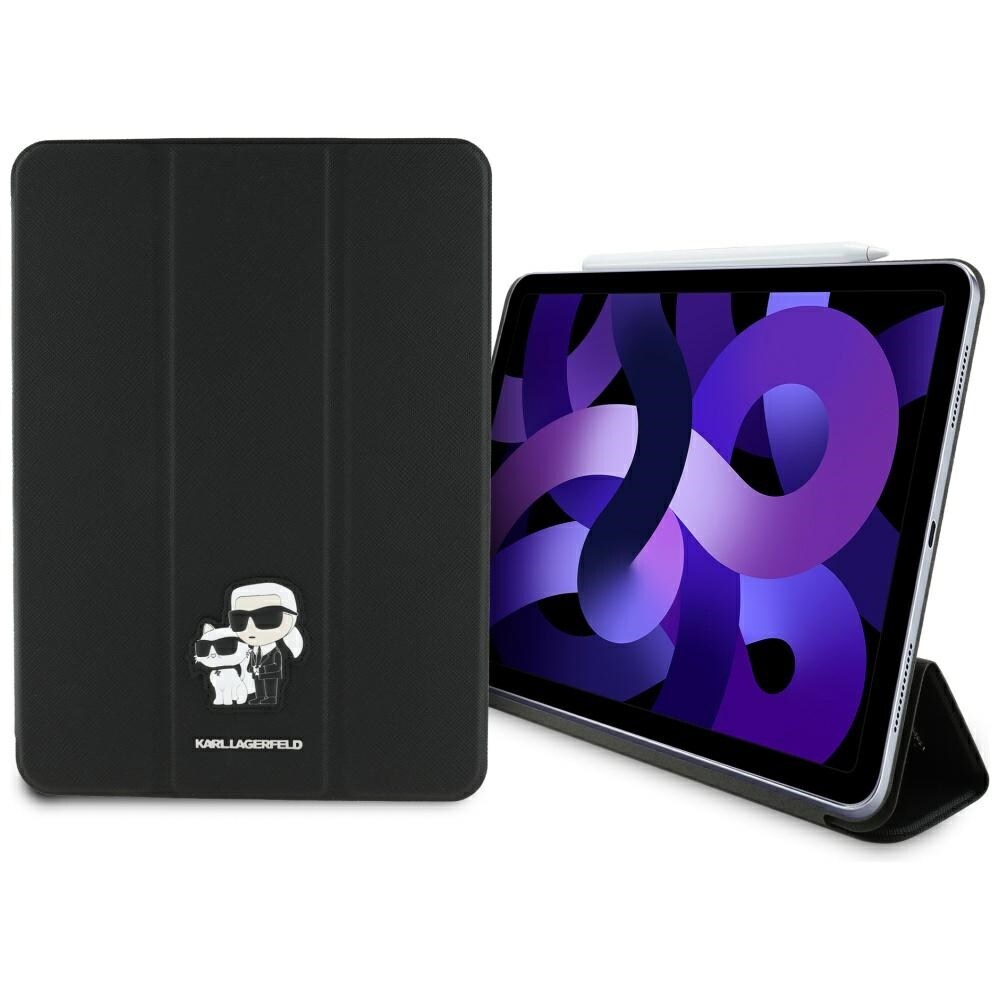 Karl Lagerfeld Saffiano magnetisk Karl & Choupette iPad Air 11" 2024 Book Cover - Svart