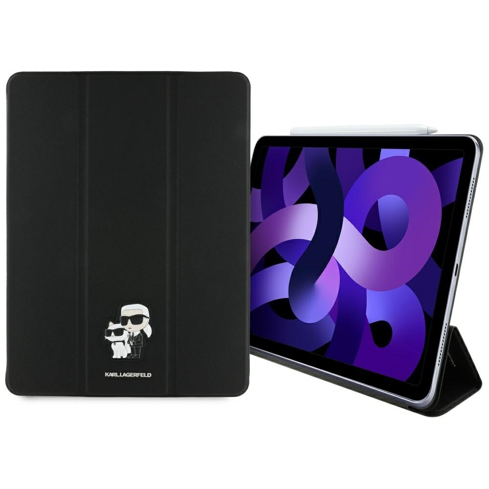 Karl Lagerfeld Saffiano magnetisk Karl & Choupette iPad Air 13" 2024 Book Cover - Svart