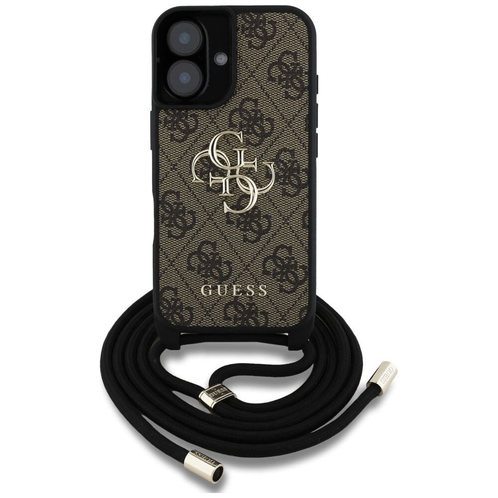 Guess 4G Big Logo Cord Stap Crossbody-etui med stor logo for iPhone 16 Plus Brown