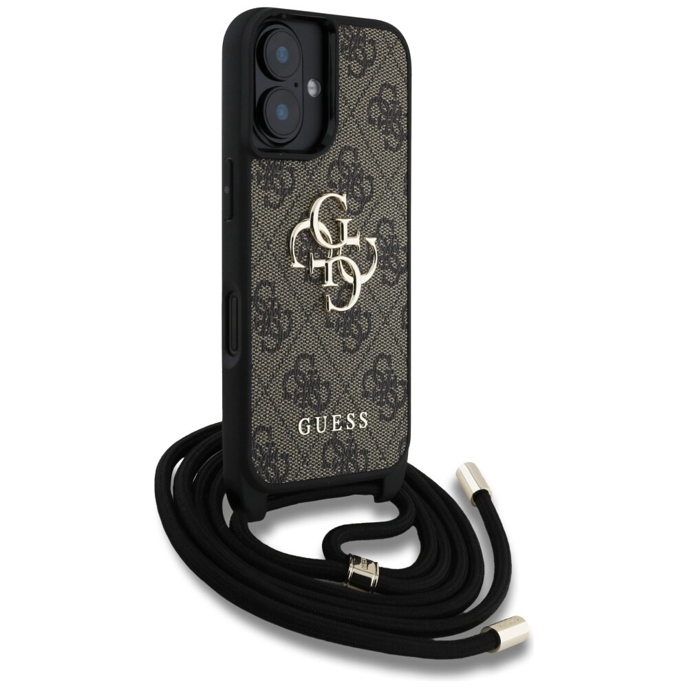 Guess 4G Big Logo Cord Stap Crossbody-etui med stor logo for iPhone 16 Plus Brown