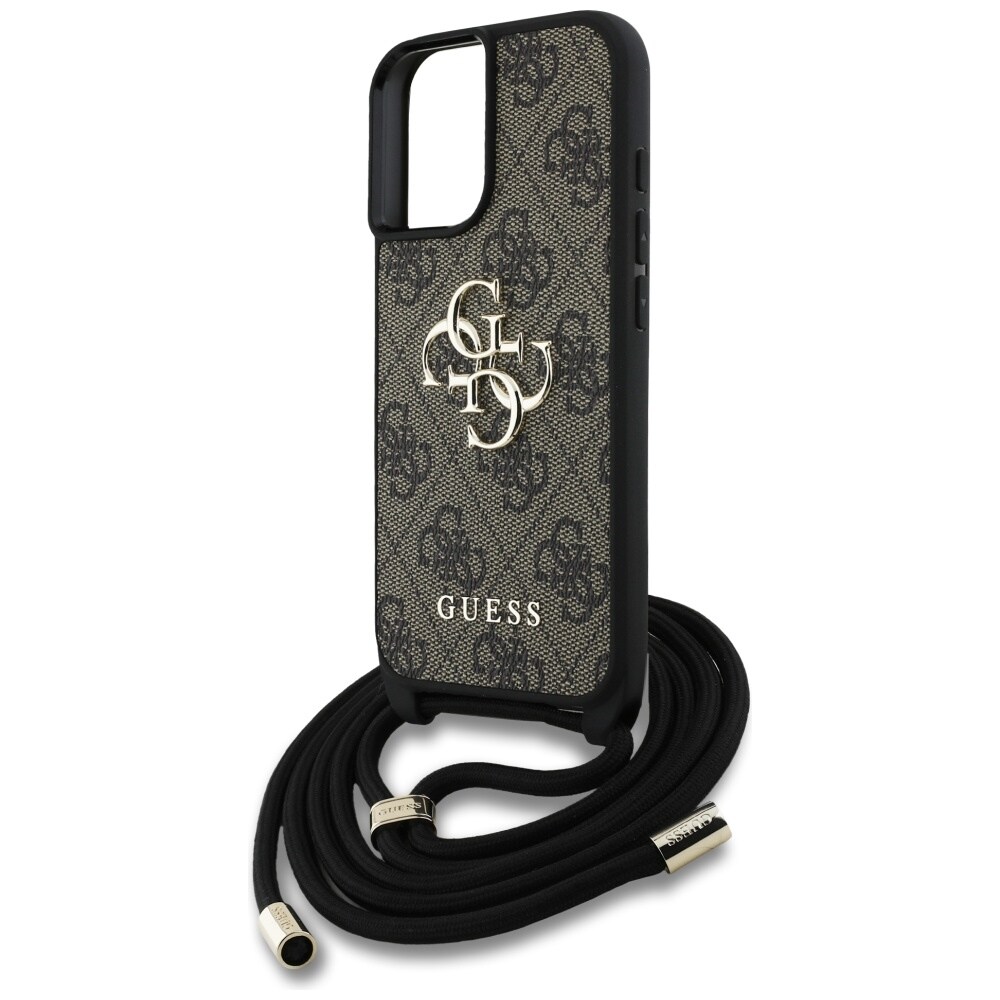 Guess 4G Big Logo Cord Stap Crossbody-etui med stor logo for iPhone 16 Plus Brown