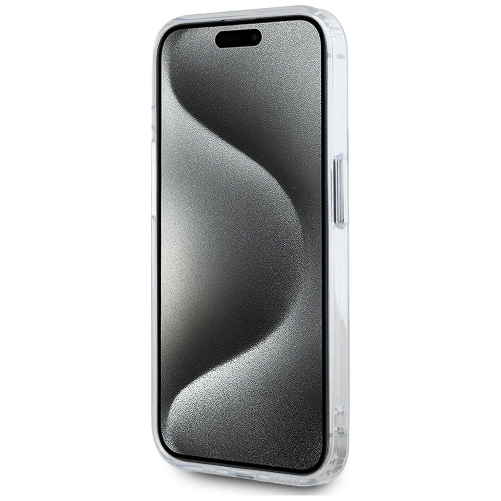 Karl Lagerfeld IML Metal Karl Head MagSafe-etui i metall for iPhone 15 Pro Hvit