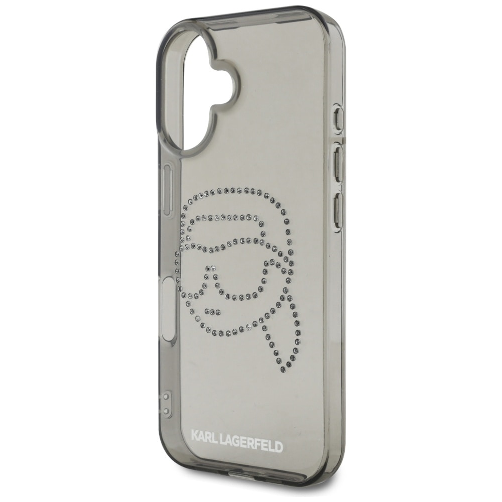Karl Lagerfeld IML Rhinestones Karl Head Case for iPhone 16 Svart