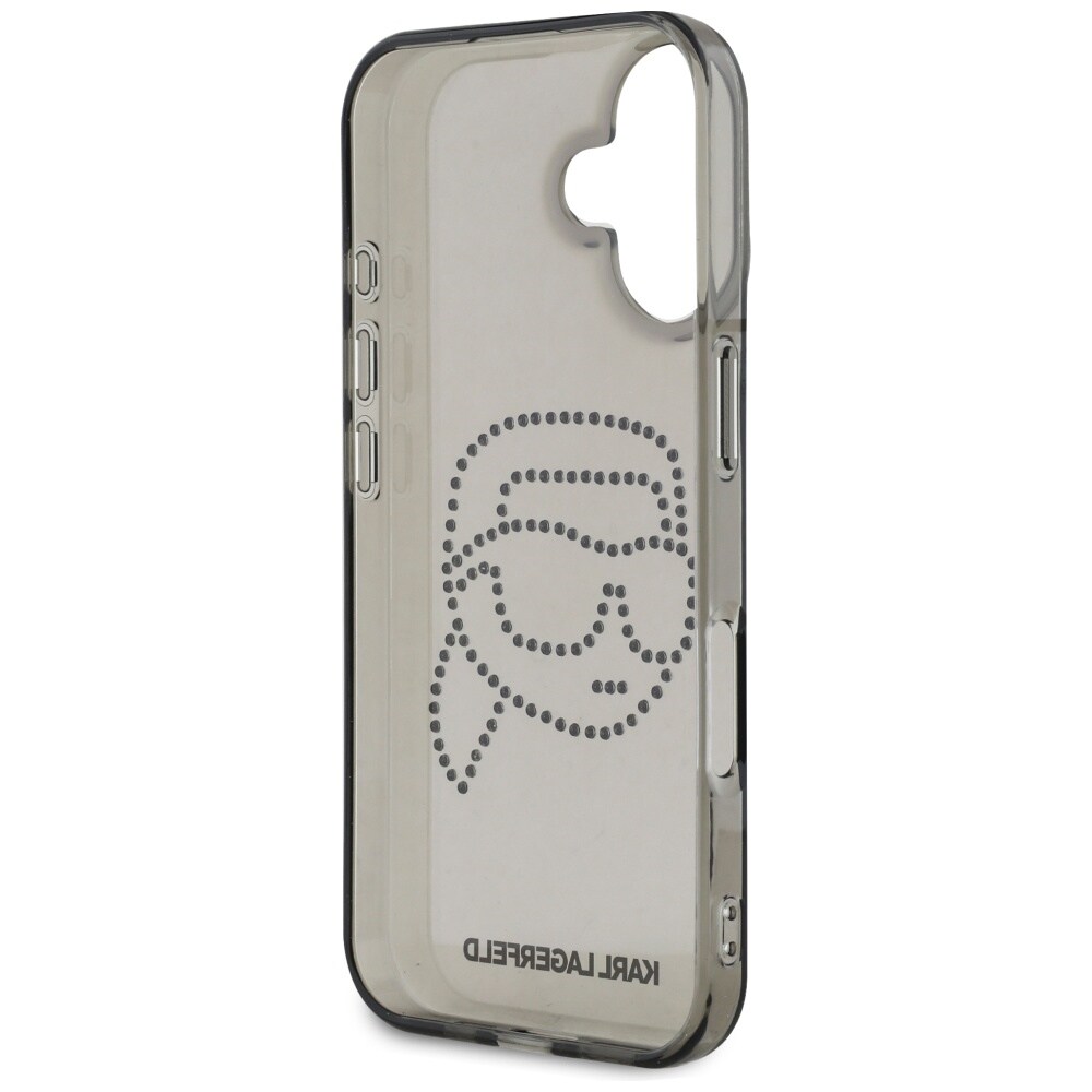 Karl Lagerfeld IML Rhinestones Karl Head Case for iPhone 16 Svart