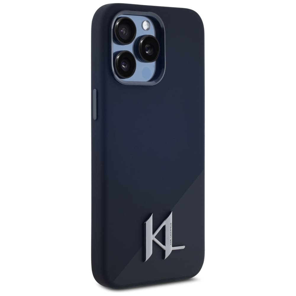 Karl Lagerfeld MagSafe-etui i silikon med metallskygge og initialer til iPhone 15 Pro Black