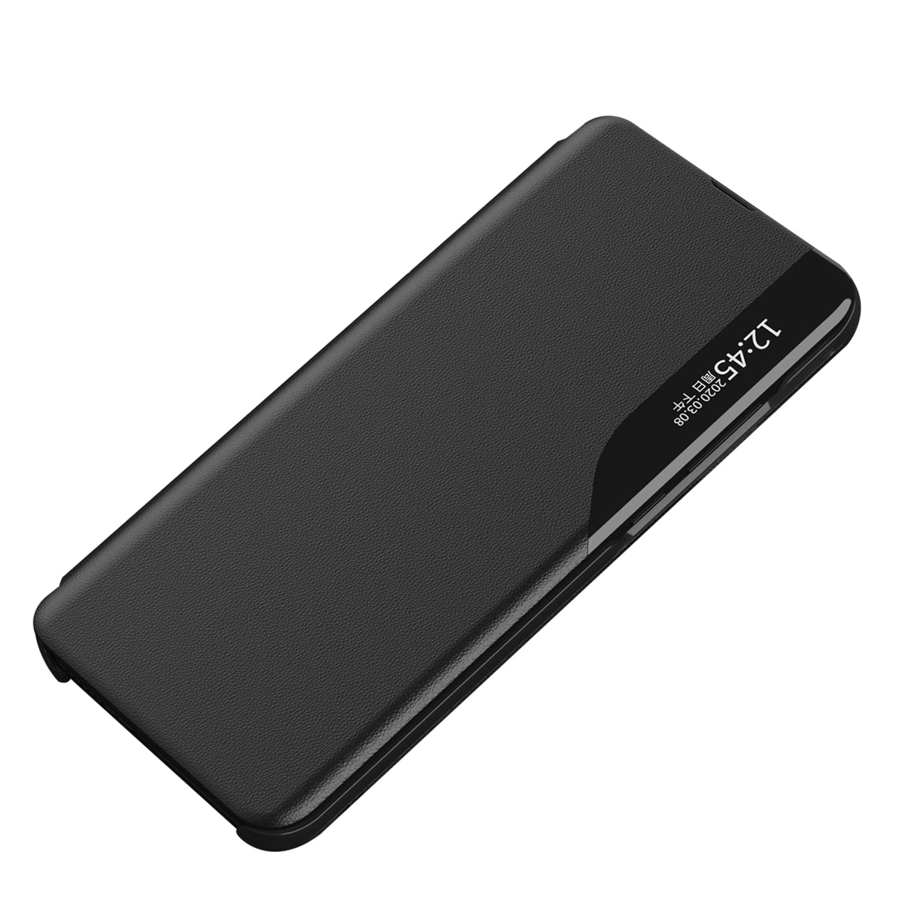Eco Leather View Case elegant etui med klaff og stativ for iPhone 16e - svart